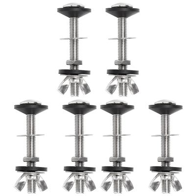 6 Pack Toilet Tank to Bowl Bolt Kits Cistern Bolts Kit,Stainless Steel Toilet Pan Fixing Fitting with Double Gaskets