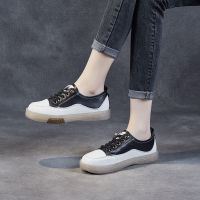 Spot parcel post Leather White Shoes Womens Shoes 2022 New Spring and Autumn Soft Bottom Mothers Flat Womens Shoes Casual Board Shoes