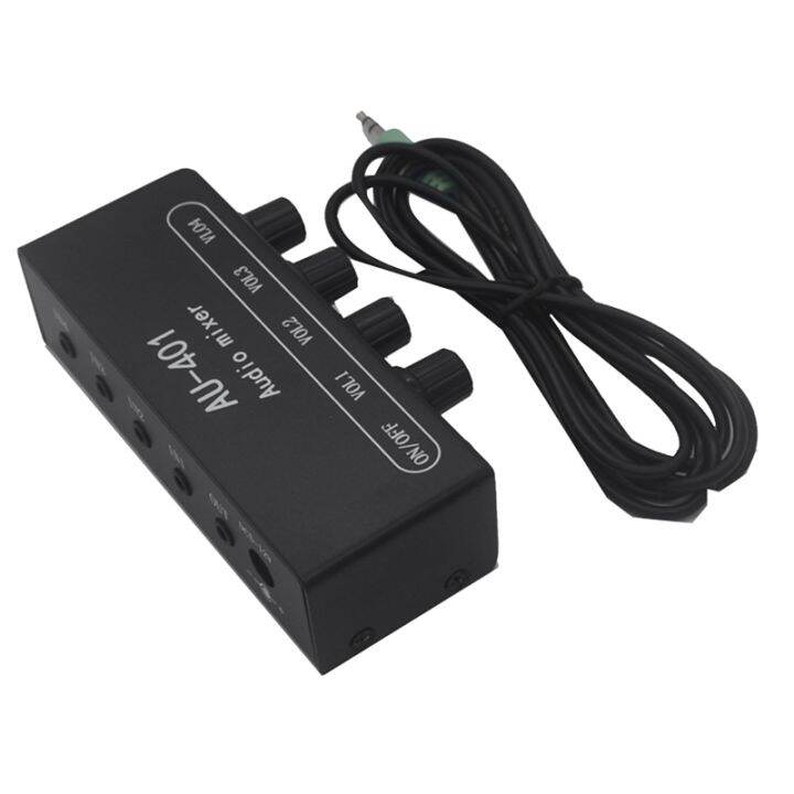 Multi-Source AU-401 DC 5V-12V Stereo Audio Mixer 4 Input 1 Output
