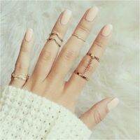 【HOT】❆┋❁ Set Punk Gold Color Knuckle Rings