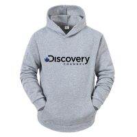 เสื้อกันหนาว Discovery Channel ฤดูใบไม้ร่วงและฤดูหนาวของผู้ชายใหม่สีน้ำเงินเสื้อฮู้ดผ้าฝ้ายมีฮู้ดคอปก