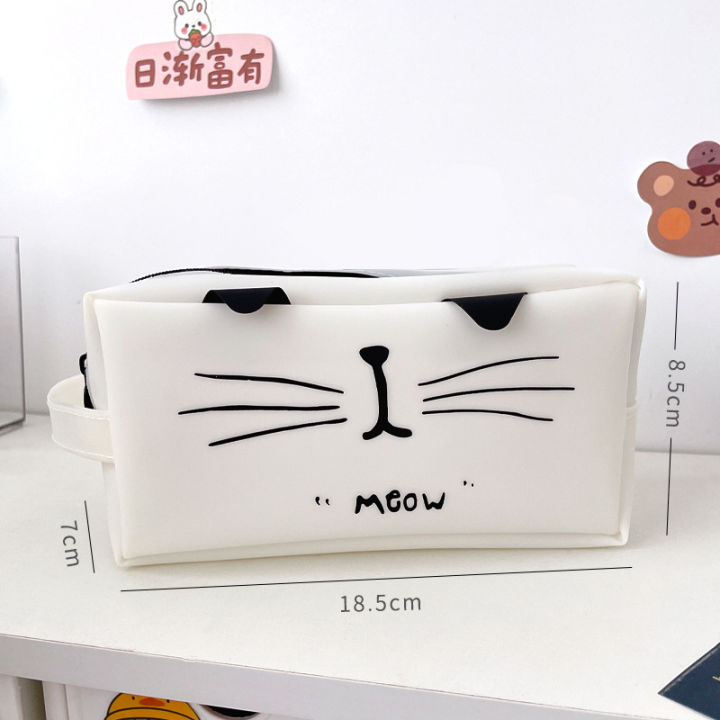 student-creative-cartoon-black-and-white-zipper-pencil-case-with-simple-and-large-capacity-stationery-box