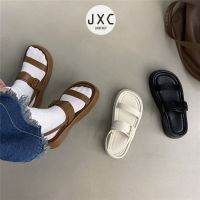 CODkjmlea30 Fashionable Round Toe New Style Open Flat Buckle Mid-Heel Comfortable Thick-Soled Sandals