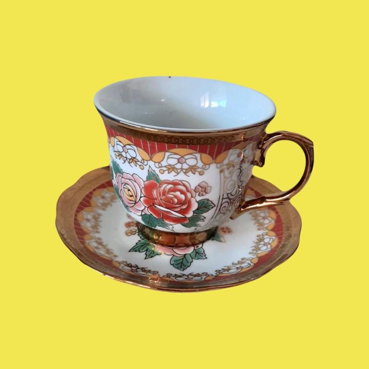 แก้ว-แก้วกาแฟ-แก้วน้ำชา-ถ้วยกาแฟ-ถ้วยน้ำชา-เซรามิคพร้อมถาดรอง-ถ้วยกาแฟ-ลายดอกไม้-สินค้าพร้อมส่ง