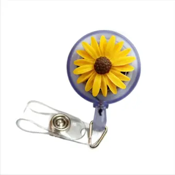 1PC Sunflower Badge Reel, Cute Badge Holder Retractable with ID