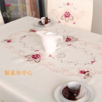 European rustic quality tablecloth luxury dining table cloth embroidered table cover rose flower chair cover seat cushion 1017