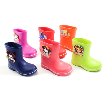 DISNEY รุ่น CD211S รองเท้าบูทเด็กกันน้ำ รองเท้าบูทสำหรับเด็กแบบสูง รองเท้าบูทเด็กสีหวาน รองเท้าบูทแบบยางน้ำหนักเบา รองเท้าบูทใส่หน้าฝน