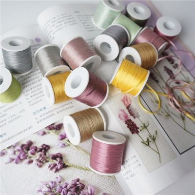 2mmX20m 80colors 1-2 100% Pure Silk Embroidery Ribbon Thread Silk Satin Ribbon 2mm Width Handmade Hand Dyed Silk Art Work Gift Wrapping  Bags