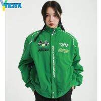 YICIYA Chaqueta Bomber para mujer chaqueta universitaria de béisbol americano Retro verde para motocicleta chaqueta de carreras abrigo bordado Invierno 2022