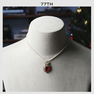 77th-renaissance heart pearls necklace สร้อยไข่มุกประดับจี้รูปหัวใจสไตล์เรเนซองส์