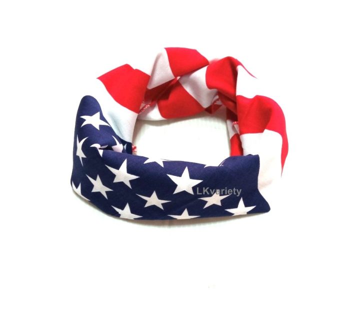 ผ้าลายธงชาติอเมริกา-แบบคลื่น-ผ้าพันคอ-ผ้าโพกหัว-bandana-american-flag-wave-scarf