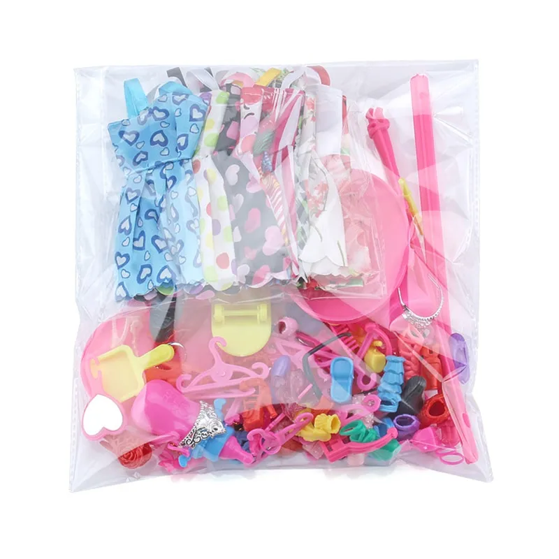 Random Set Fashion Doll Accessories for Barbie Doll Shoes Boots Mini Dress  Handbags Crown Hangers Glasses Doll Clothes Kids Toy