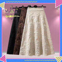 【จัดส่งที่รวดเร็ว✨】Retro High Waist Skirt For Women Elegant Hollow-out Floral Large Swing Skirt For Party Dance Performances