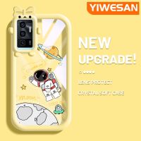 YIWESAN เคสสำหรับ VIVO V23E 4G V23E 5G,เคส Y75การ์ตูนอวกาศดวงจันทร์น้อยมอนสเตอร์น้อยโบว์นต์เคสนิ่มทนต่อการเสียดสีเคสโทรศัพท์โปร่งใสฝาครอบป้องกันเลนส์กล้องถ่ายรูปซิลิก้าเจล TPU