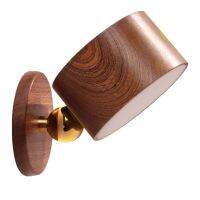 Wooden Reading Light 3 Brightness Levels Rechargeable 360° Rotating Ball Adjustable Touch Control Bedside Light