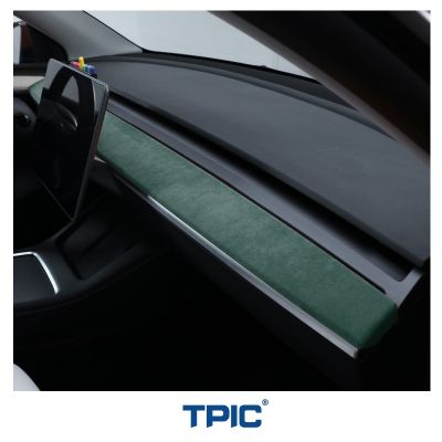 ฝาปิดแผงควบคุม TPIC สำหรับ Tesla Model 3 Y 2019-2023 Alcantara Warp สติกเกอร์ตกแต่งแผงแดชบอร์ดตกแต่งภายในแม่พิมพ์แต่งรถ