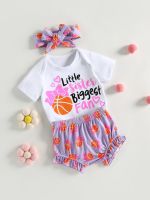 Adorable Infant Girl Baseball Outfit with Little Sister  Romper Shorts Headband - Perfect Summer Clothes for Your  by Hs2023