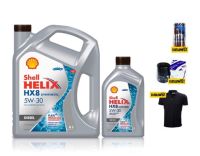 น้ำมันเครื่อง Shell HELIX HX8 5W-30 5w30 ดีเซล คอมมอนเรล สังเคราะห์แท้ 100% 6 ลิตร ฟรี 1 ลิตร แถมเสื้อ แถมกรองเครื่องเทียม