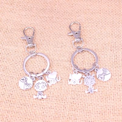 20pcs Fashion Keychain I Love You Girl Boy Antique Silver Color Pendant DIY Jewelry Car Key Chain Ring Holder Souvenir For Gift