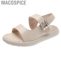 COD Macospice Women Round Toe Sandals  Soft Inner Lining PU Slip Resistant Flat Platform Lightweight Thick Sole for Daily Lady