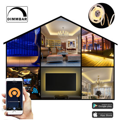 5m DC24V TUYA Smart life APP Wifi Dimmer Controller LED Strip Flexible FOB COB Led Lights WarmCool White For Alexa Google Home