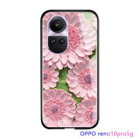 ปลอกฝาหลังกระจกเทมเปอร์เคสมันวาวกันกระแทกลายดอกไม้สำหรับ OPPO Reno10 Pro 5G ดีไซน์หรูหรา INS