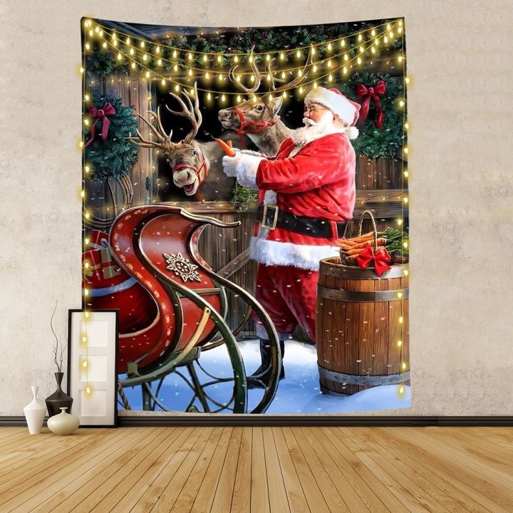in-stock-ร้อนขายคริสมาสต์วันหยุดเตาผิงพรมตกแต่งผ้าเตียงพื้นหลังผ้าแขวน-ins-คริสต์มาสผนังตกแต่งผนัง