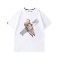 (Baixiang Flower City)   ✖ↂ Lovely Orange Cat Tape Popular Logo Original Sufeng Students Men And Women Cotton Summer Loose Couple Left Shoulder Short Sleeve T-Shirt