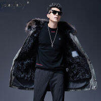 High end Mens FUR JACKET Coat Men 2023แจ็คเก็ตฤดูหนาวใหม่ผู้ชาย Parkas เจ้าเล่ห์ผม linner WARM Long Coat เป็นฮู้ดธรรมชาติเอฟซี