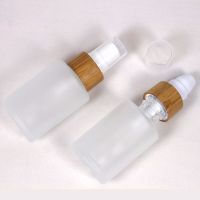 30ml Wooden Natural Bamboo Cap Glass Lotion Bottle Cosmetic Transparent Frosted Spray Pump Packaging Container Travel Size Bottles Containers