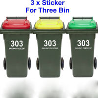 3 PCs ถังขยะถังขยะ Custom House Number และ Street ชื่อสติกเกอร์ส่วนบุคคลขยะ Wheelie Bin Decal ไวนิล Decor