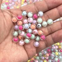 50pcs 8mm Round Transparent Acrylic Beads Loose Spacer Beads for Jewelry Making DIY Handmade Clothing Accessories