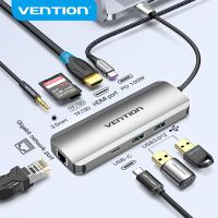 Vention USB ฮับ USB C เป็น HDMI 4K VGA PD RJ45 3.5มม. USB 3.0 Dock สำหรับ Macbook Pro Supessories USB-C Type C 3.1 Splitter USB Hub