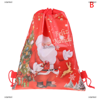 xiamei Santa claus drawstring Bag กระเป๋าเป้สะพายหลังผ้าไม่ทอแพ็คเกจท่องเที่ยว