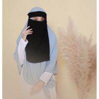 นิกอบ / ผ้าปิดหน้า สีดำ แบบสองชั้น Hidden Eyes Niqab by Hijab Galeria