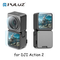 PULUZ ฟิล์มกระจกนิรภัย3 In 1,สำหรับจอแสดงผล LCD ด้านหน้าและด้านหลัง9H 2.5D สำหรับ DJI Action 2