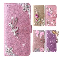 Luxury Handmade Bling Diamond Glitter PU Leather Wallet Case for IPhone 14 13 12 11 Pro Max XR X 6 6s Plus 7 8 SE2022 Book Cover