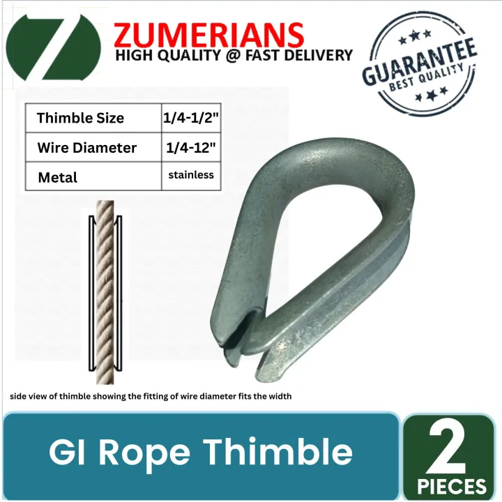 GI Wire Rope Thimbles 1/4 3/4 . Galvanized Iron by Zumerians 6 pcs