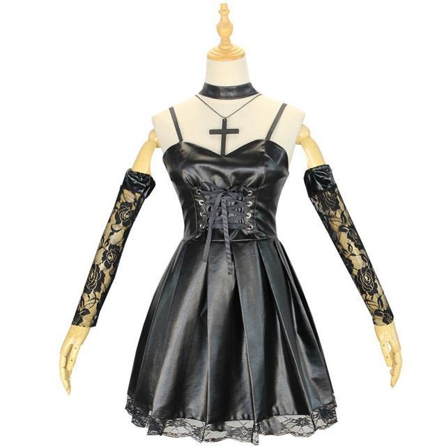 anime-death-note-misa-amane-cosplay-costume-imitation-leather-sexy-tube-tops-lace-dress-uniform-outfit-roal-play-wig-cos-clothes