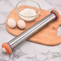 Adjustable Thickness Rings Stainless Steel Scaled Rolling Pins Stick Kitchen Accessories Gadgets Cake Pizza Pastry Baking Tools Bread  Cake Cookie Acc