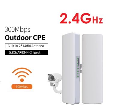 ขยายสัญญาณ Wifi ระยะไกล CPE Outdoor Access Point 2.4GHz 300Mbps 14dBi Outdoor CPE