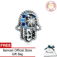 BAMOER 100% 925เงินสเตอร์ลิงแท้สีฟ้า CZ Star Moon Charm สำหรับสร้อยข้อมือกำไลข้อมือผู้หญิง DIY เครื่องประดับ BSC440