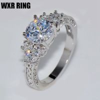 WXR RING New Retro Fashion Inlaid Zircon Ring Female Luxury Personality Alloy Ring Engagement Hand Jewelry