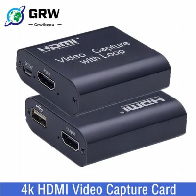 Grwibeou 1080P 4K HDMI-compatble to USB 2.0 Video Capture Card Board For Game Record Live Streaming Broadcast TV Local Loop Adapters Cables