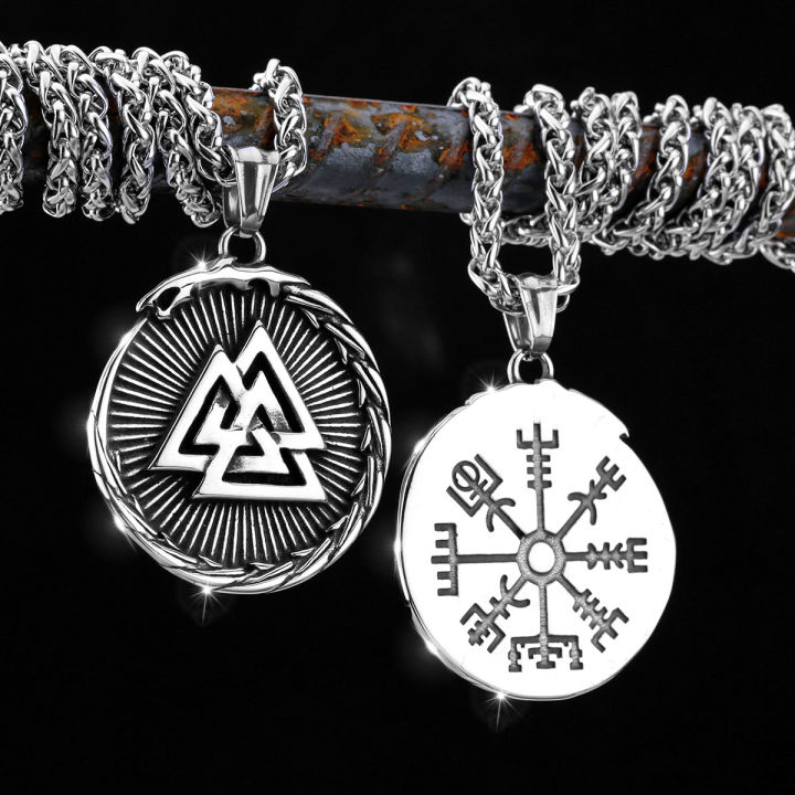 vintage-norse-amulets-runes-สร้อยคอสีทองสแตนเลสไวกิ้งสัญลักษณ์-valknut-จี้-punk-ชายของขวัญเครื่องประดับขายส่ง