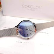 Đồng hồ nữ chính hãng SUNLIGHT Nga mặt nhũ xanh ánh tím s363asn