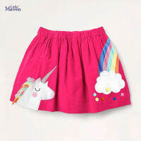 Summer Baby Girl Clothes Casual Cotton Mini Unicorn Lolita School Cute Rainbow Applique Red Skirts for Kids 2-7 Years S1075