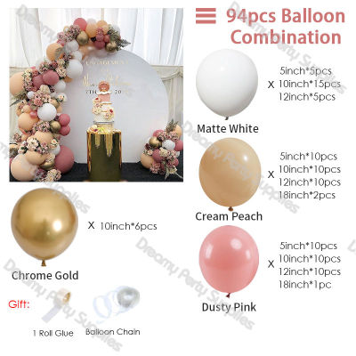 DIY Retro Dusty Pink Peach Balloon Garland Arch Kit Gold White Balloon for Birthday Baby Shower Weddings Party Decoration Suppli