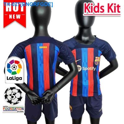 ♈✶❅ 2022 2023 Barcelona FC Home kids kit Football Shirt children Top and Shorts Set Jersey With Patch