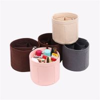 2 Style Felt Cloth Insert Bag Organizer Makeup Round Organizer Travel Inner Purse Portable Cosmetic Bags